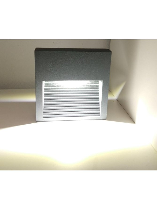 Lampa schodowa Polux Q9 kwadrat 60lm 3W IP44 szara - LEDco.pl