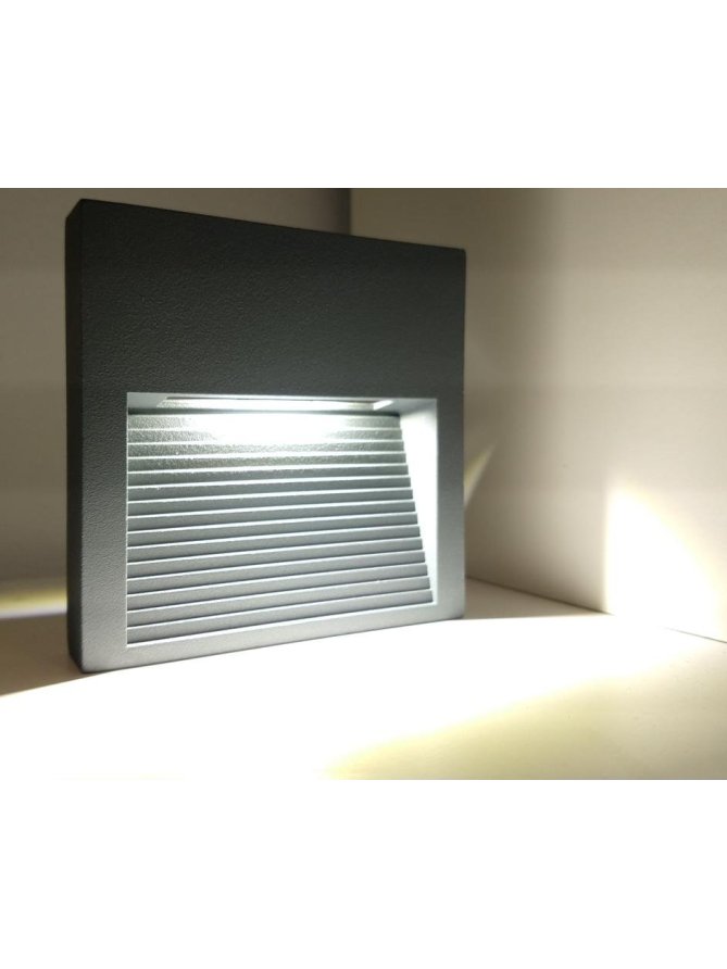 Lampa schodowa Polux Q9 kwadrat 60lm 3W IP44 szara - LEDco.pl