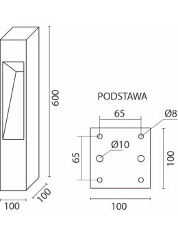 Lampa ogrodowa kwadratowa nowoczesna Modern 60cm IP44 Radex - LEDco.pl