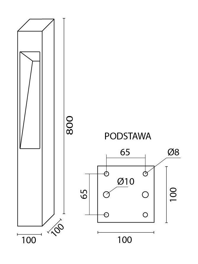 Lampa ogrodowa kwadratowa nowoczesna Modern 80cm IP44 Radex - LEDco.pl