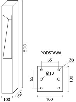 Lampa ogrodowa kwadratowa nowoczesna Modern 80cm IP44 Radex - LEDco.pl