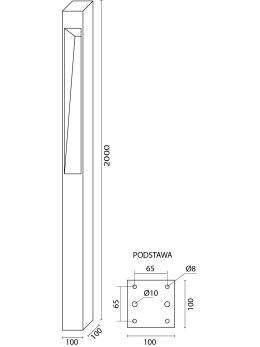 Latarnia ogrodowa kwadrat nowoczesna Modern 200cm Radex - LEDco.pl