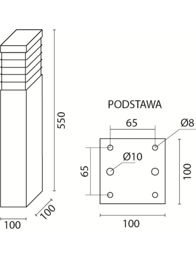 Lampa ogrodowa kwadratowa słupek oświetleniowy MERIVA 55cm - LEDco.pl