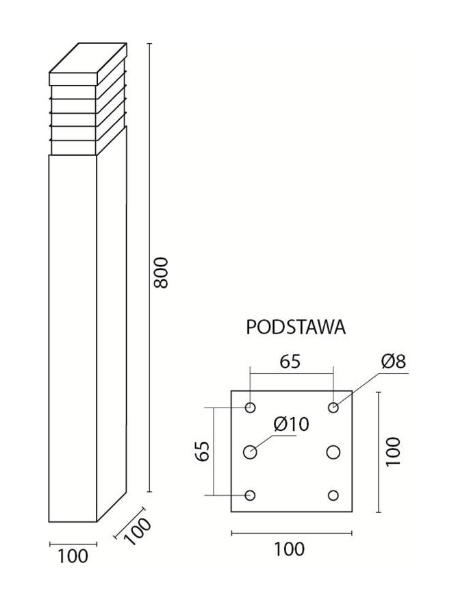 Lampa ogrodowa kwadratowa nowoczesna MERIVA 80cm słupek E27 - LEDco.pl