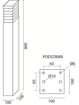 Lampa ogrodowa kwadratowa nowoczesna MERIVA 80cm słupek E27 - LEDco.pl