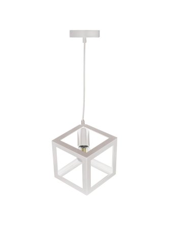 Lampa wisząca industrialna kostka biała SWEDEN B E27 306890 - LEDco.pl