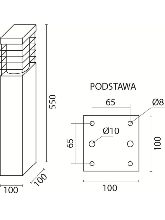 Lampa ogrodowa stojąca kwadratowa ONYX 55cm słupek z kratką - LEDco.pl