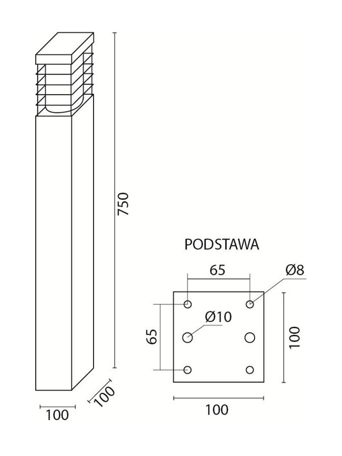 Słupek ogrodowy z kratką ONYX 75cm do oświetlenia ścieżki - LEDco.pl