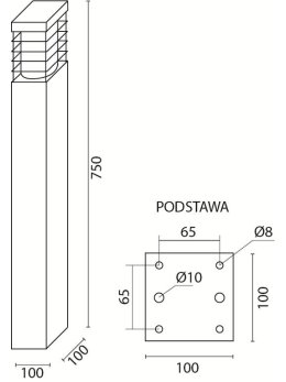 Słupek ogrodowy z kratką ONYX 75cm do oświetlenia ścieżki - LEDco.pl