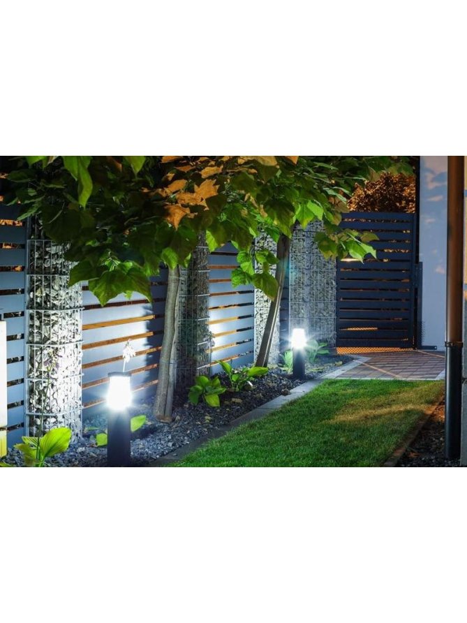 Lampa ogrodowa stojąca kwadratowa ONYX 55cm słupek z kratką - LEDco.pl