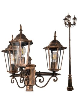 Latarnia ogrodowa parkowa retro LIGURIA 2,5m złota 313430 - LEDco.pl