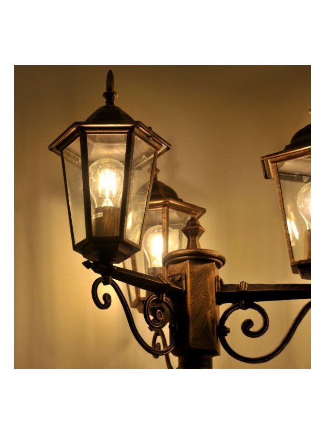 Latarnia ogrodowa parkowa retro LIGURIA 2,5m złota 313430 - LEDco.pl