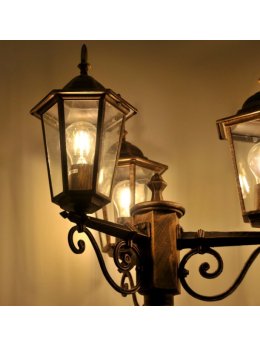 Latarnia ogrodowa parkowa retro LIGURIA 2,5m złota 313430 - LEDco.pl