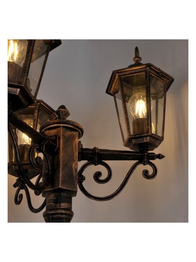 Latarnia ogrodowa parkowa retro LIGURIA 2,5m złota 313430 - LEDco.pl