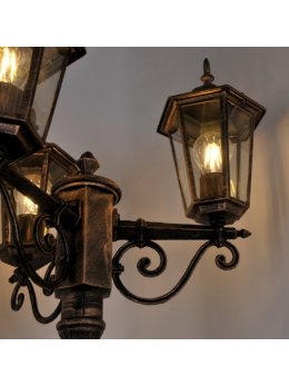 Latarnia ogrodowa parkowa retro LIGURIA 2,5m złota 313430 - LEDco.pl