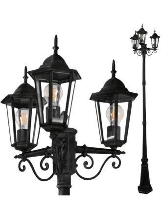 Latarnia ogrodowa parkowa retro LIGURIA 2,5m czarna 313423 - LEDco.pl