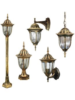 Lampa ogrodowa retro okrągła złota FLORENCJA 108cm 302595 - LEDco.pl