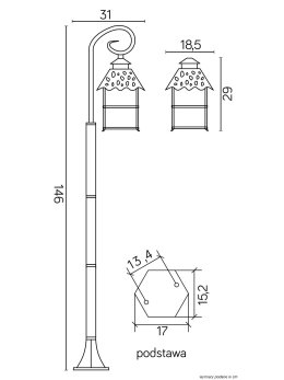 Lampa stojąca zewnętrzna CADIZ 146cmsłupek ogrodowy czarny - LEDco.pl
