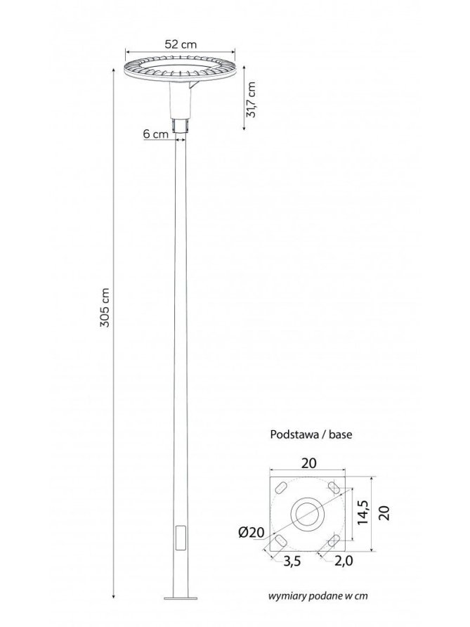 Nowoczesna latarnia ogrodowa 3m STER MAX LED lampa parkowa - LEDco.pl