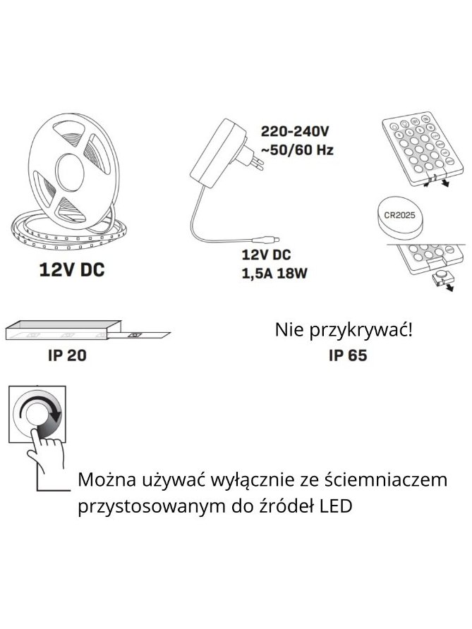 Zestaw Taśma LED 18W 5m IP20 kolory pasek RGB 314437 GoldLux LEDco.pl