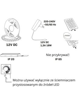 Zestaw Taśma LED 18W 5m IP20 kolory pasek RGB 314437 GoldLux LEDco.pl