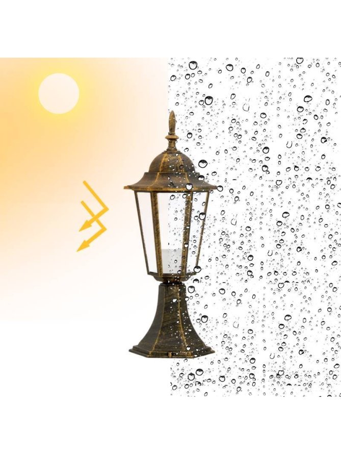 Lampa ogrodowa stojąca retro LIGURIA złota 201973 - LEDco.pl