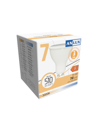 ŻARÓWKA LED GU10 7W 230V CIEPŁA BIAŁA 3 LATA GW. ANLUX