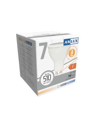 ŻARÓWKA LED GU10 7W 230V NEUTRALNA BIAŁA 3 LATA GW. ANLUX