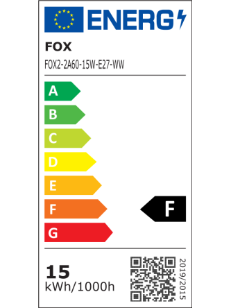 ŻARÓWKA LED A60 15W E27 230V CIEPŁA BIAŁA FOX 2