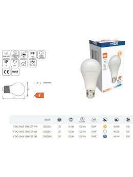 Żarówka LED A60 15W E27 230V 3000K FOX2-2A60-15W-E27-WW Anlux LEDco.pl
