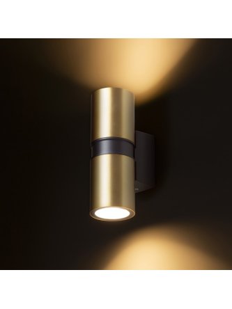 MANO ścienna mosiądz szczotkowana/czarna 230V LED GU10 2x8W IP54 2