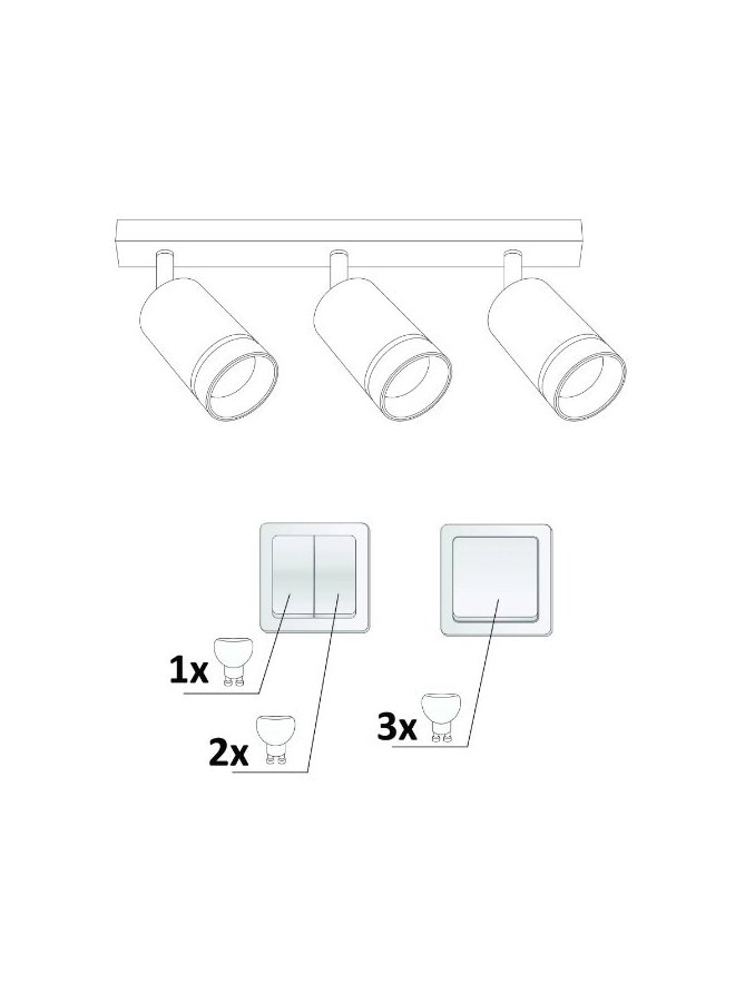 Lampa punktowa regulowana PARIS 3 x gu10 czarna 322340 - LEDco.pl