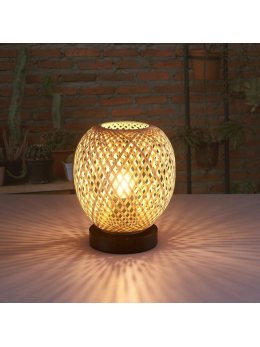 Lampa stołowa biurkowa boho naturalna wiklinowa nowoczesna - LEDco.pl