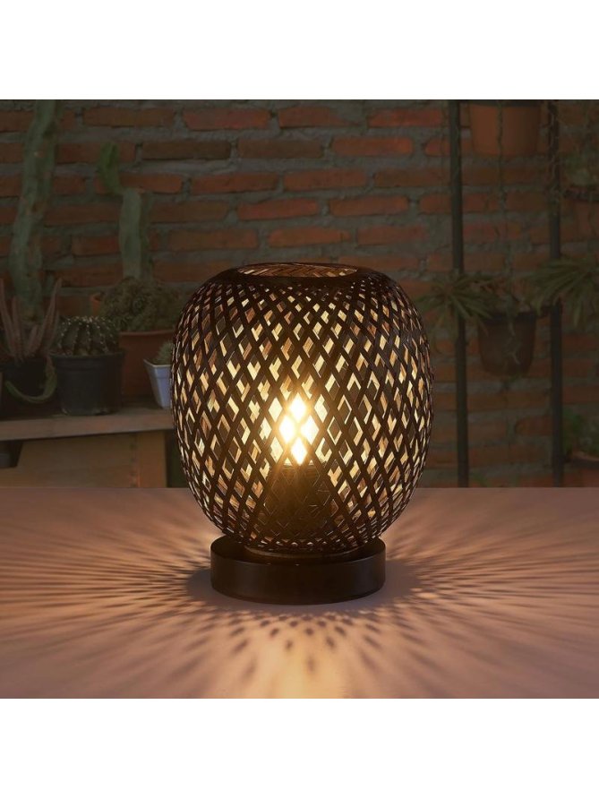 Lampa stołowa biurkowa boho naturalna wiklinowa nowoczesna - LEDco.pl