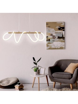 Lampa wisząca złoty żyrandol świecący sznur pleciony tuba led - LEDco.pl