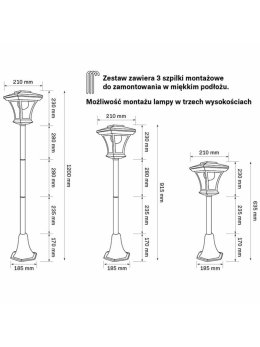 Lampa solarna ogrodowa słupek latarnia LED 325518 GoldLux - LEDco.pl