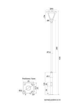 Latarnia parkowa 438cm antracyt - latarnie uliczne MARS LED 45W