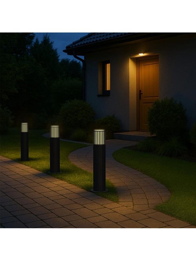 Lampa ogrodowa stojąca okrągła ryflowana KUUSAMO 44cm E27 329356 - LEDco.pl