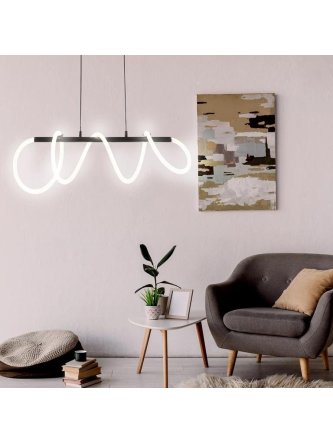 Lampa wisząca czarny żyrandol świecący sznur pleciony tuba led - LEDco.pl