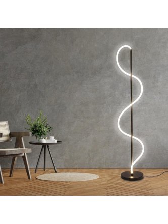 Lampa podłogowa czarna świecący sznur pleciony tuba led - LEDco.pl