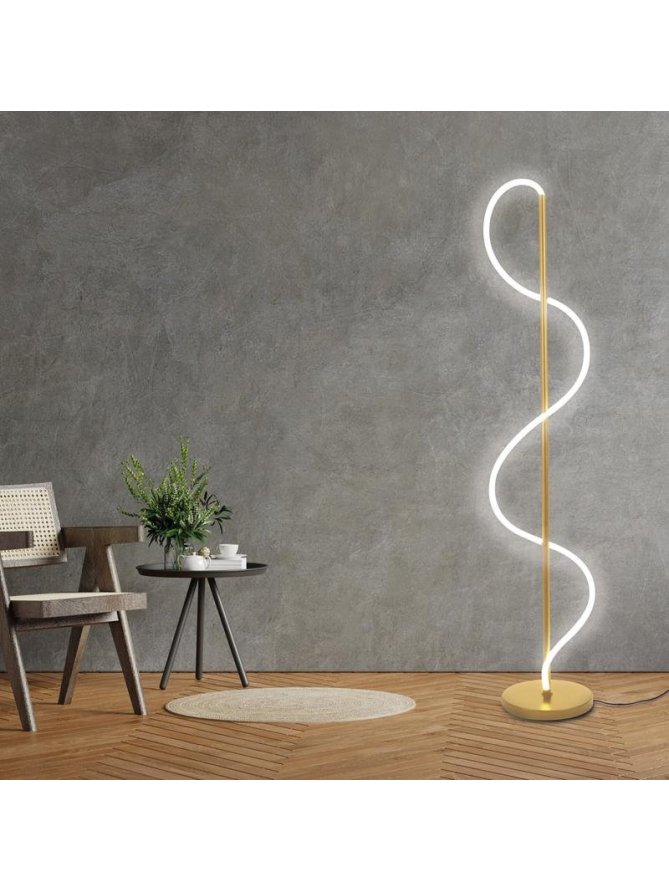 Lampa podłogowa złota świecący sznur pleciony tuba led - LEDco.pl