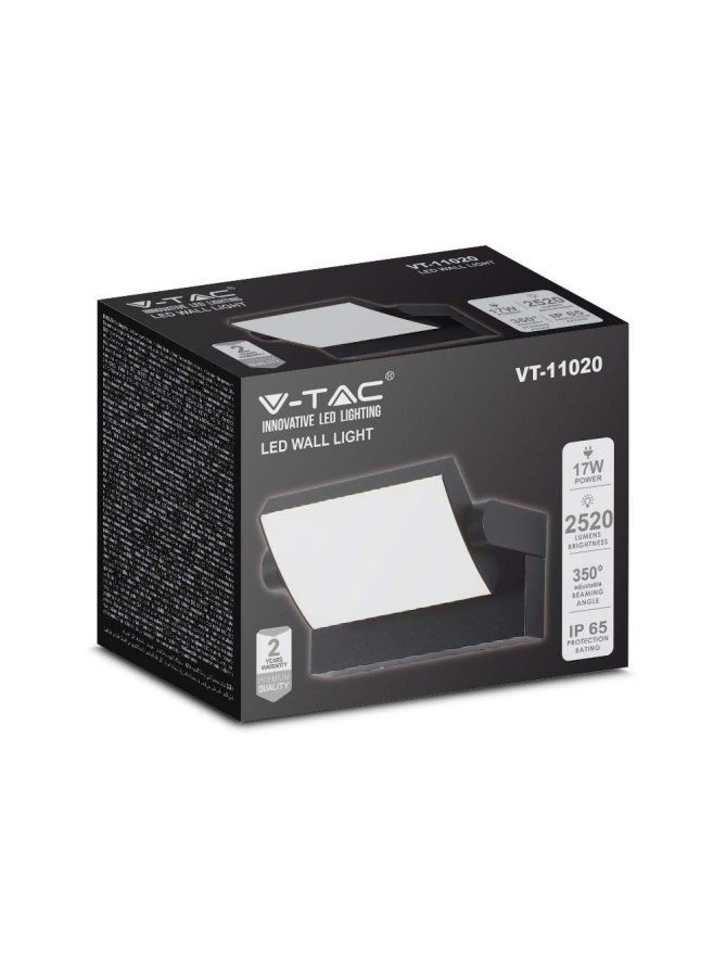 Projektor Oprawa Elewacyjna V-TAC 17W LED Czarna IP65 VT-11020 3000K 2520lm