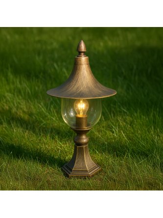 Niska zewnętrzna lampa stojąca K-8128 czarna/złota z serii BOSTON 2