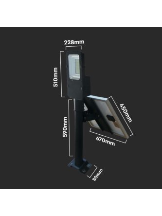 Naświetlacz Oprawa Uliczna Solarna Hybrydowa V-TAC 50W LED VT-ST201 6500K 4000lm 2