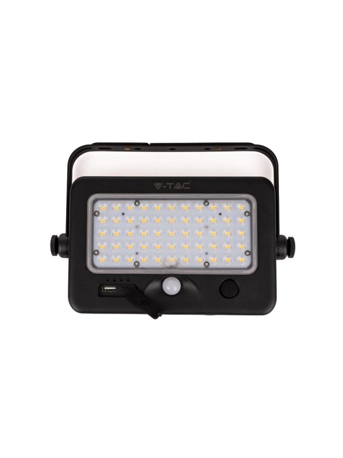 Projektor LED Solarny V-TAC 10W USB Czarny IP65 VT-788-10 4000K 1100lm