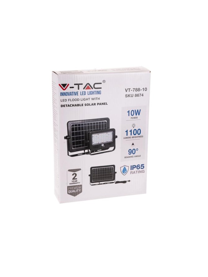 Projektor LED Solarny V-TAC 10W USB Czarny IP65 VT-788-10 4000K 1100lm