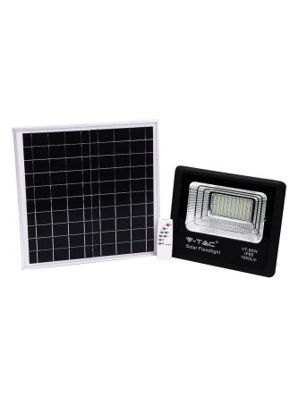Projektor LED Solarny V-TAC 20W Czarny IP65, Pilot, Timer VT-60W 6000K 1650lm