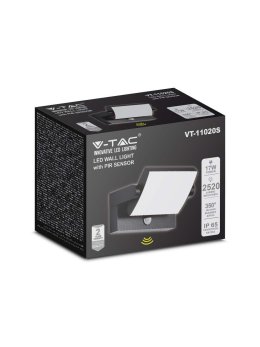 Projektor Oprawa Elewacyjna V-TAC 17W LED Czujnik Ruchu Czarna IP65 VT-11020S 3000K 2520lm