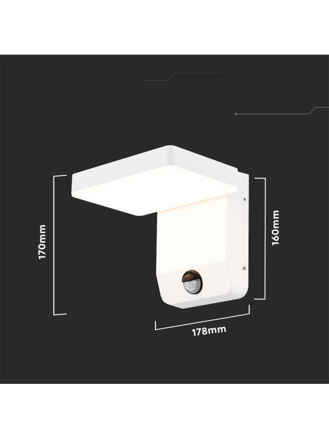 Projektor Oprawa Elewacyjna V-TAC 17W Czujnik Ruchu Biała IP65 VT-11020S 4000K 2520lm