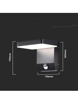 Projektor Oprawa Elewacyjna V-TAC 17W Czujnik Ruchu Czarna IP65 VT-11020S 4000K 2580lm